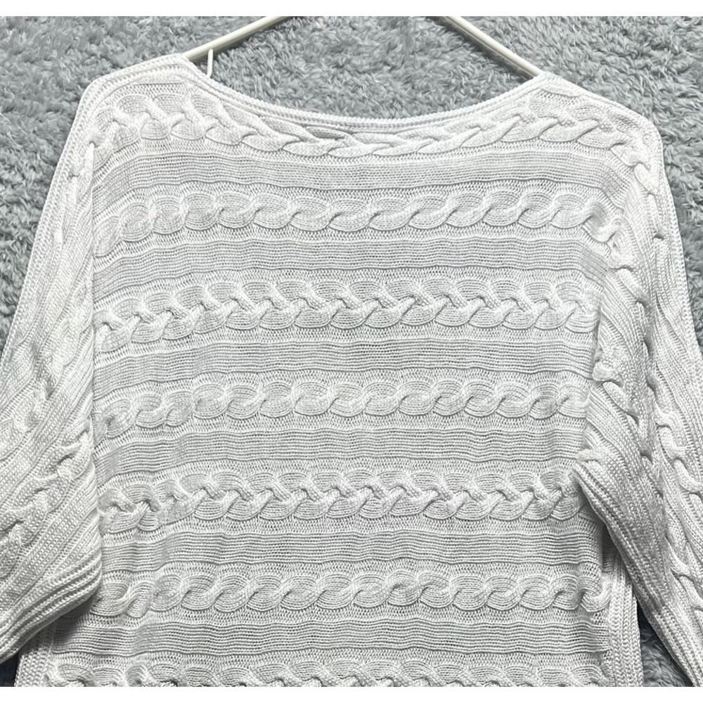 Lauren Ralph Lauren Sweater Top Large White Cable Knit Short Sleeve Black Label - Picture 5 of 10